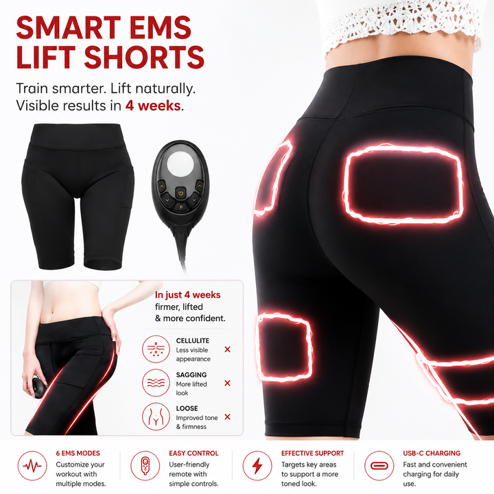 Premium EMS Muscle Stimulation Massage Pants Wearable Microcurrent Shorts 6 Modes USB Rechargeable Washable Lower Body Relaxation Therapy Leg Support Shorts