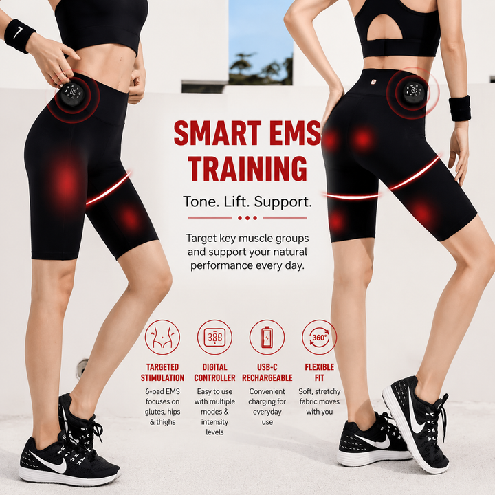 Premium EMS Muscle Stimulation Massage Pants Wearable Microcurrent Shorts 6 Modes USB Rechargeable Washable Lower Body Relaxation Therapy Leg Support Shorts
