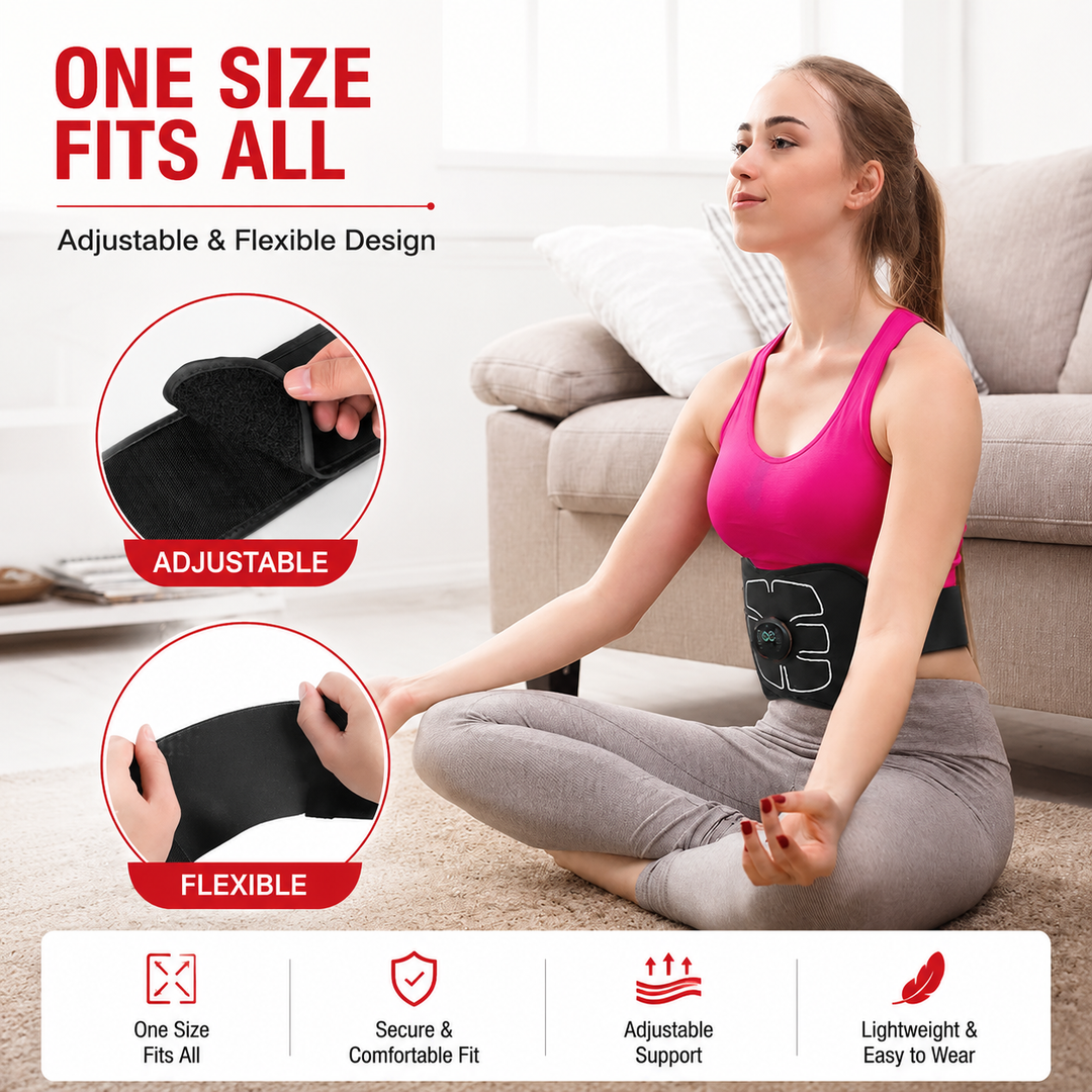 Premium EMS Training Belt Muscle Stimulator Abdominal Fitness Belt USB Rechargeable 10 Programs 30 Levels Adjustable Waist Trainer Home Gym Workout Device