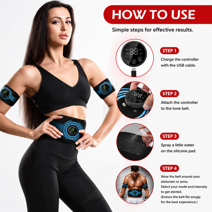 Premium EMS Training Belt Muscle Stimulator Adjustable Abs Arms Legs USB Rechargeable 10 Modes 39 Levels LCD Display Gym Fitness Daily Use Support Device