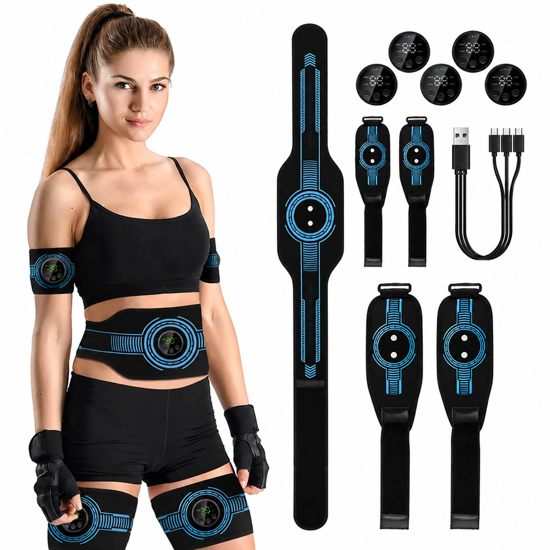 Premium EMS Training Belt Muscle Stimulator Adjustable Abs Arms Legs USB Rechargeable 10 Modes 39 Levels LCD Display Gym Fitness Daily Use Support Device