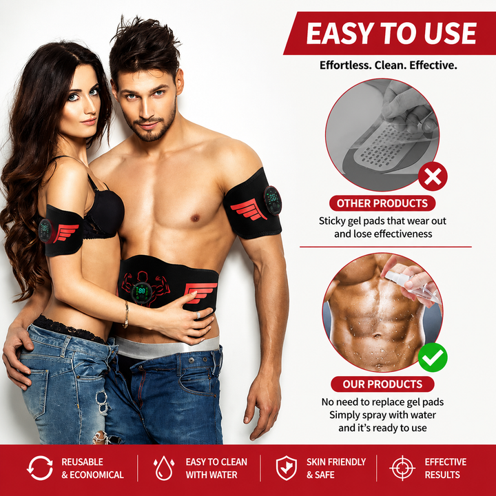 Premium EMS Training Belt Muscle Stimulator Adjustable Abs Arms Legs USB Rechargeable 10 Modes 39 Levels LCD Display Gym Fitness Daily Use Support Device
