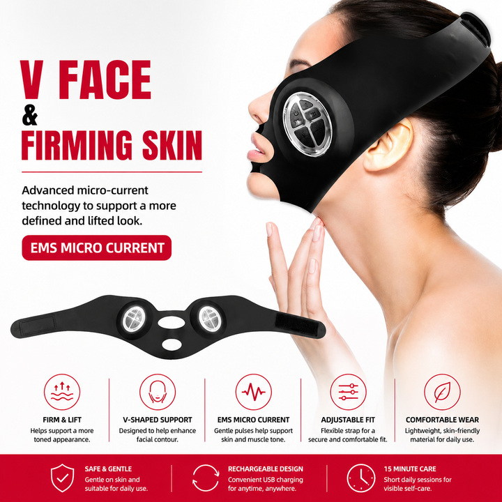 Premium EMS V Shape Facial Massager V Line Face Lifting Device Double Chin Reducer Jaw Cheek Contouring Slimming Beauty Belt USB Rechargeable