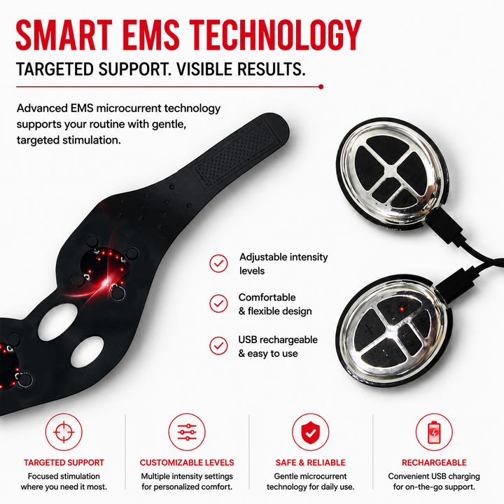 Premium EMS V Shape Facial Massager V Line Face Lifting Device Double Chin Reducer Jaw Cheek Contouring Slimming Beauty Belt USB Rechargeable