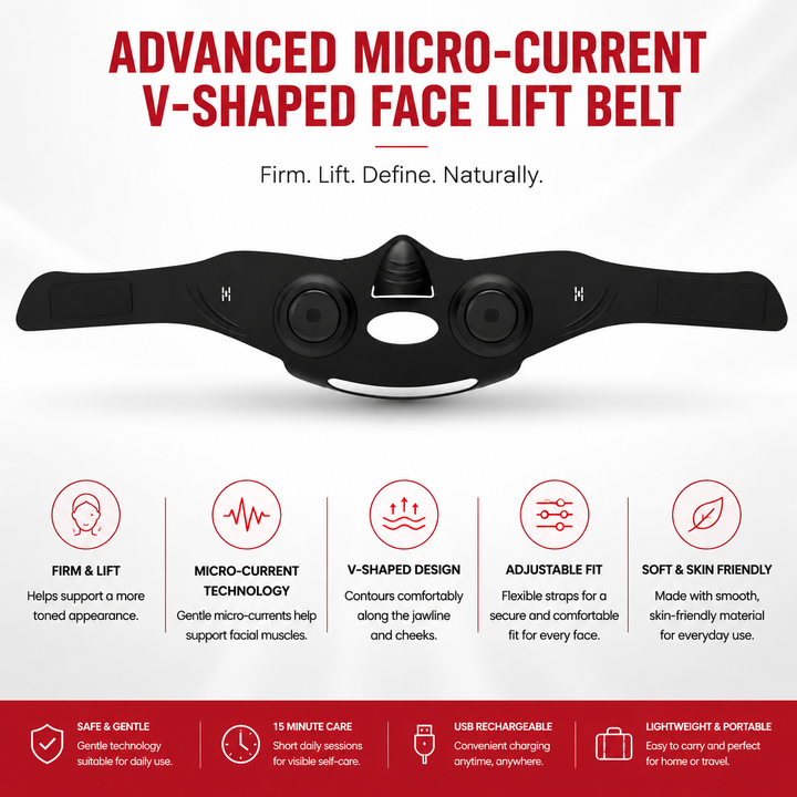 Premium EMS V Shape Facial Massager V Line Face Lifting Device Double Chin Reducer Jaw Cheek Contouring Slimming Beauty Belt USB Rechargeable