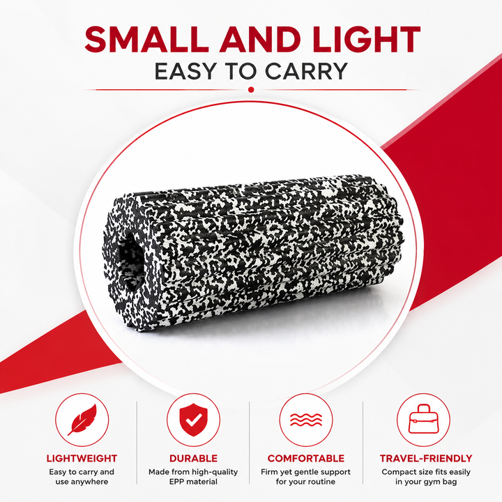 Premium EPP Foam Roller Muscle Massage Yoga Column High Hardness Hollow Core Plum Shape Fitness Recovery Roller Black Red 30x15x15cm