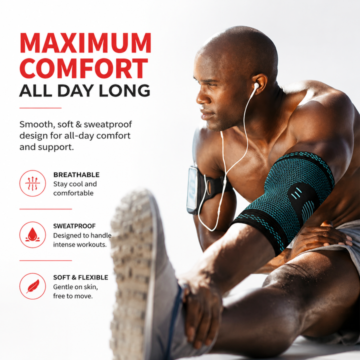 Premium Elastic Elbow Brace Compression Arm Sleeve Breathable Sports Support Adjustable Fitness Protection Tennis Gym Running Injury Support 1PC