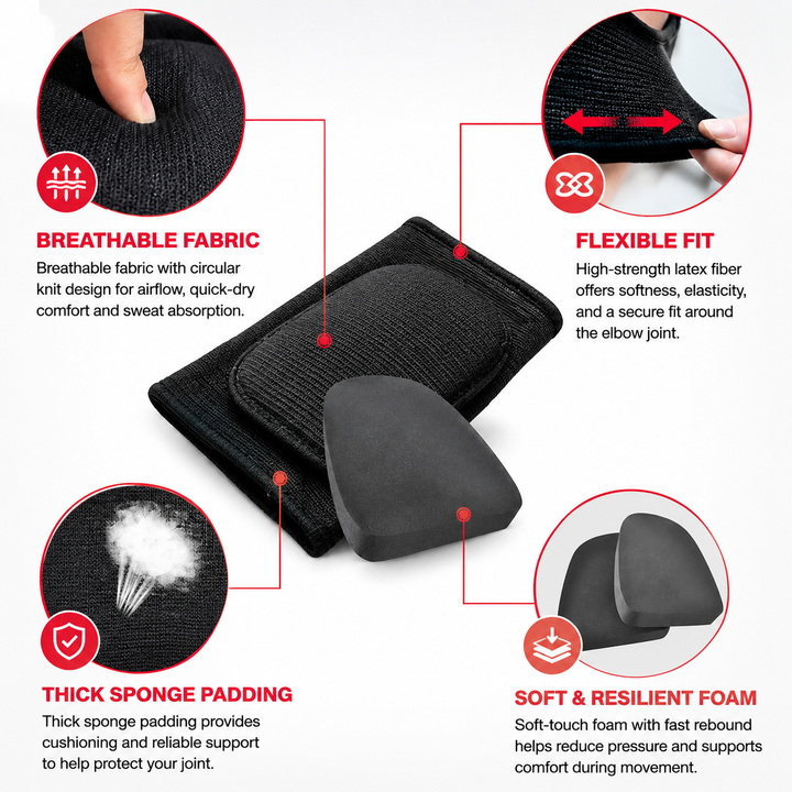 Premium Elastic Elbow Brace Compression Arm Sleeve Breathable Sports Support Adjustable Fitness Protection Tennis Gym Running Injury Support 1PC