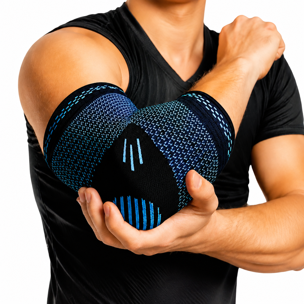 Premium Elastic Elbow Brace Compression Arm Sleeve Breathable Sports Support Adjustable Fitness Protection Tennis Gym Running Injury Support 1PC
