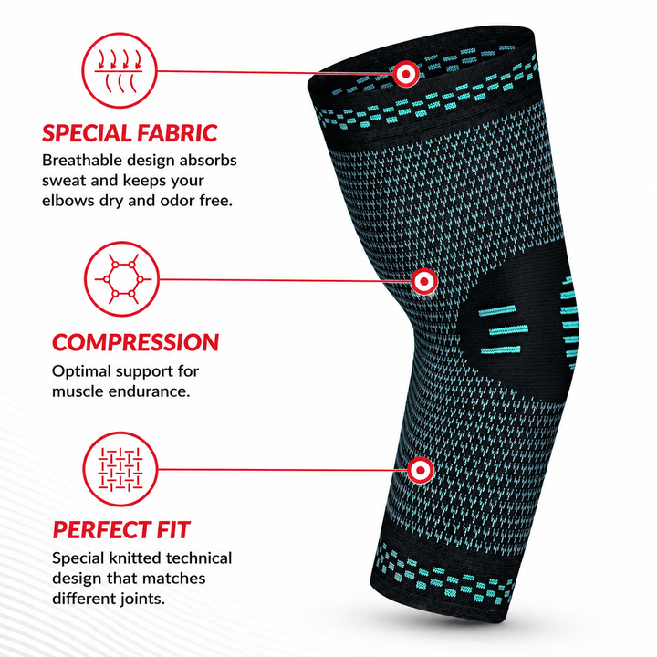 Premium Elastic Elbow Brace Compression Arm Sleeve Breathable Sports Support Adjustable Fitness Protection Tennis Gym Running Injury Support 1PC