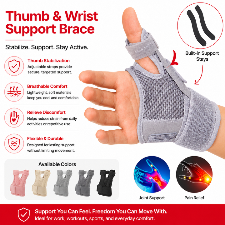 Premium Elastic Thumb Support Brace Compression Sleeve 2PCS Splashproof Wrist Thumb Stabilizer Arthritis Tendonitis Pain Relief Support Left Right Hand