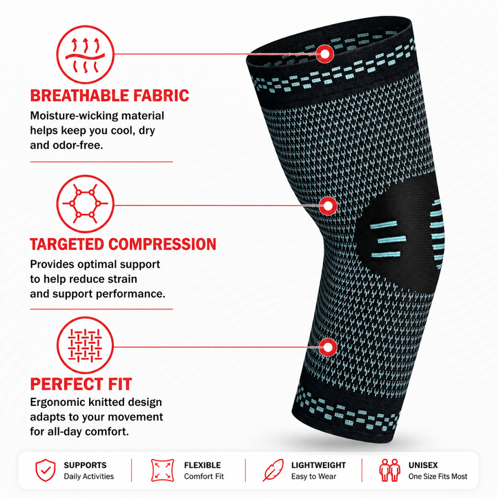 Premium Elbow Brace Compression Support Sleeve Adjustable Breathable Elastic Arm Support Gym Sports Pain Relief Elbow Protector 1PC