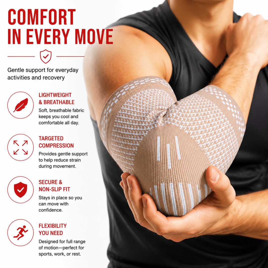 Premium Elbow Brace Compression Support Sleeve Adjustable Breathable Elastic Arm Support Gym Sports Pain Relief Elbow Protector 1PC