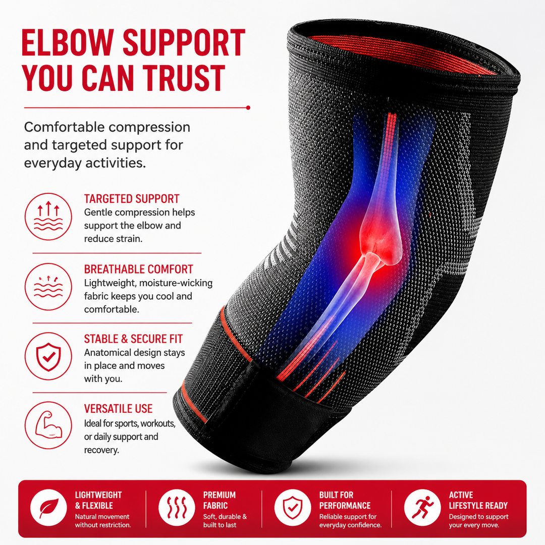 Premium Elbow Brace Compression Support Sleeve Adjustable Breathable Elastic Arm Support Gym Sports Pain Relief Elbow Protector 1PC