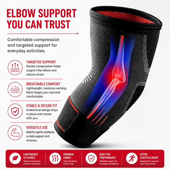 Premium Elbow Brace Compression Support Sleeve Adjustable Breathable Elastic Arm Support Gym Sports Pain Relief Elbow Protector 1PC