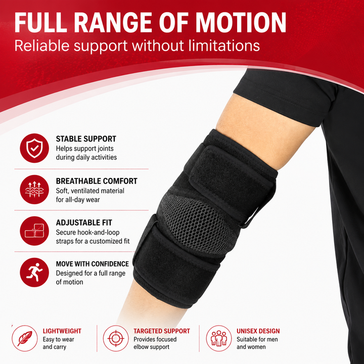 Premium Elbow Support Sleeve Adjustable Compression Arm Sleeve Breathable Sports Elbow Brace Basketball Football Gym Training Pain Relief Support