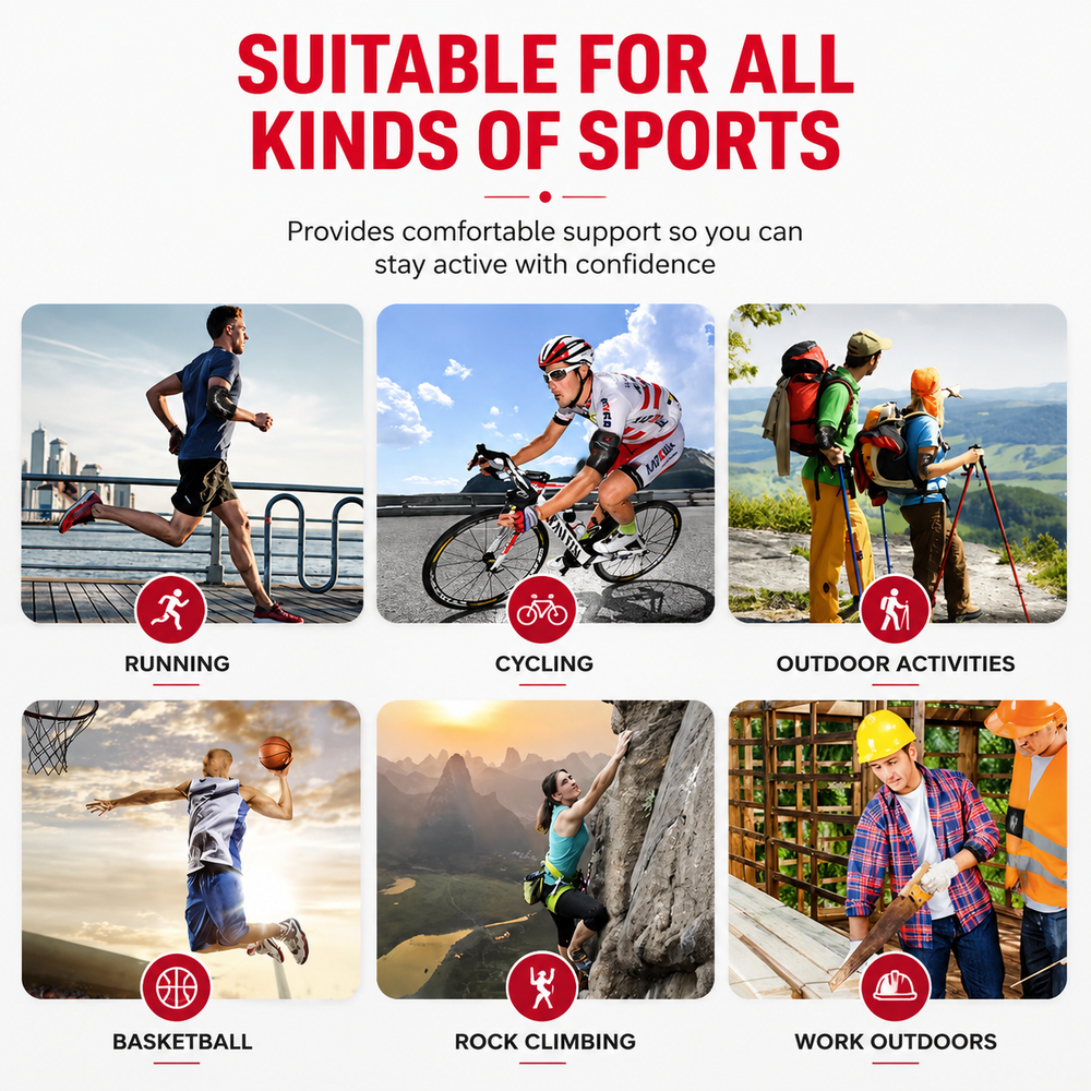 Premium Elbow Support Sleeve Adjustable Compression Arm Sleeve Breathable Sports Elbow Brace Basketball Football Gym Training Pain Relief Support
