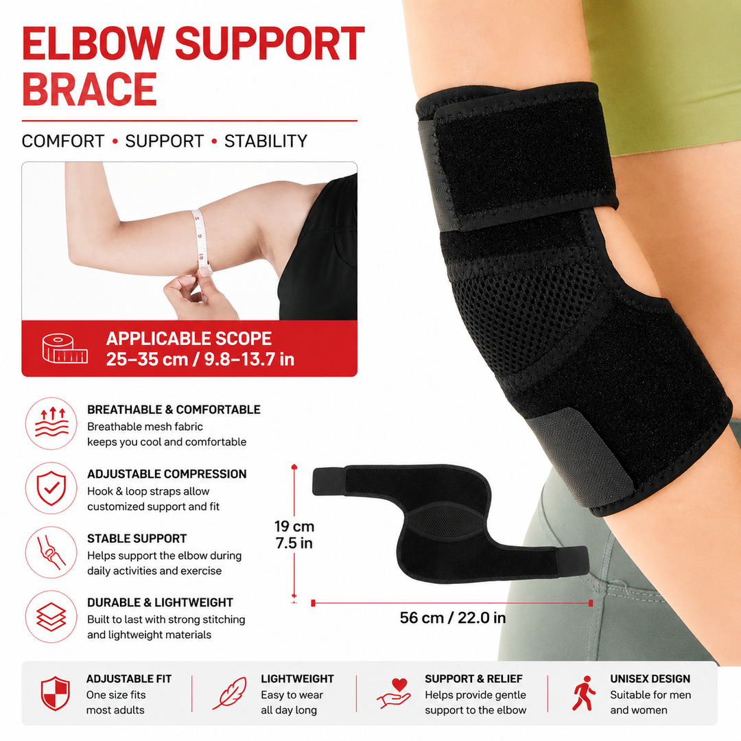Premium Elbow Support Sleeve Adjustable Compression Arm Sleeve Breathable Sports Elbow Brace Basketball Football Gym Training Pain Relief Support
