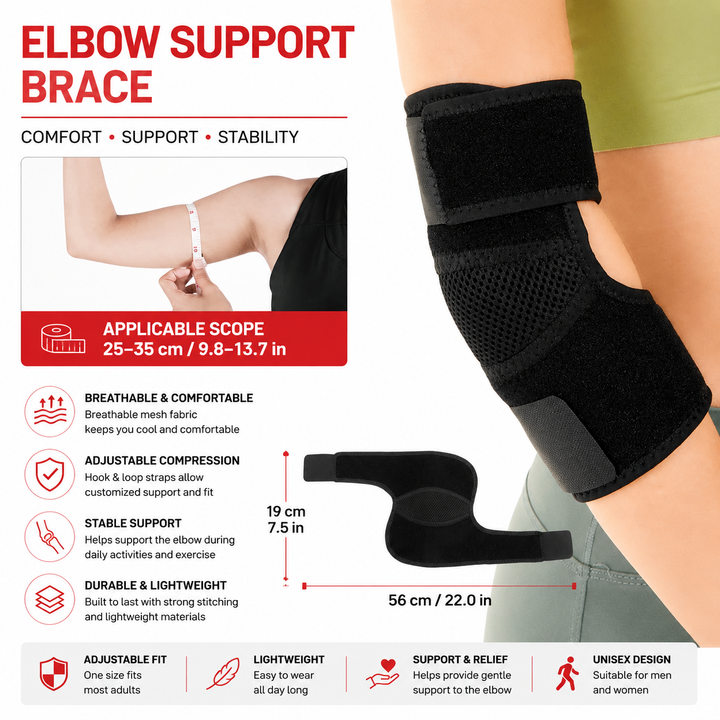 Premium Elbow Support Sleeve Adjustable Compression Arm Sleeve Breathable Sports Elbow Brace Basketball Football Gym Training Pain Relief Support