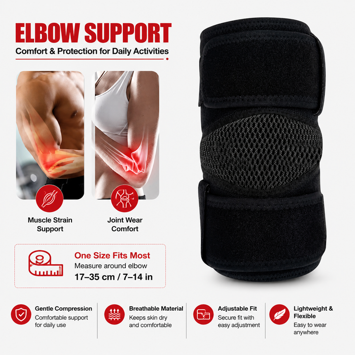 Premium Elbow Support Sleeve Breathable Compression Arm Protector Adjustable Sports Support Pad Basketball Football Tennis Gym Injury Protection