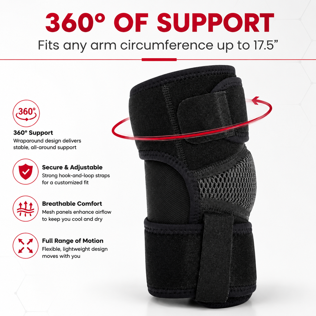 Premium Elbow Support Sleeve Breathable Compression Arm Protector Adjustable Sports Support Pad Basketball Football Tennis Gym Injury Protection