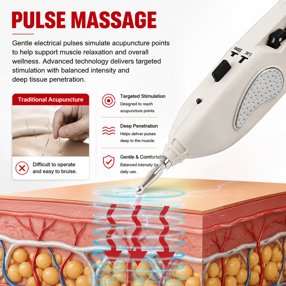 Premium Electric Acupuncture Pen Needle Free Meridian Therapy Pain Relief Device LCD Display 10 Intensity Levels Rechargeable Acupressure Massager with 3 Tips