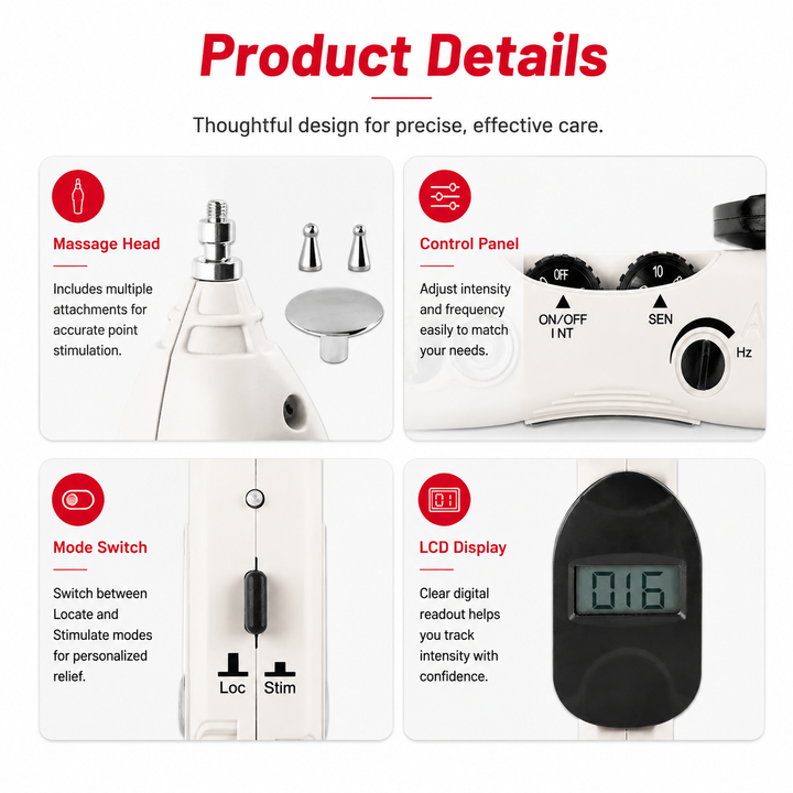Premium Electric Acupuncture Pen Needle Free Meridian Therapy Pain Relief Device LCD Display 10 Intensity Levels Rechargeable Acupressure Massager with 3 Tips