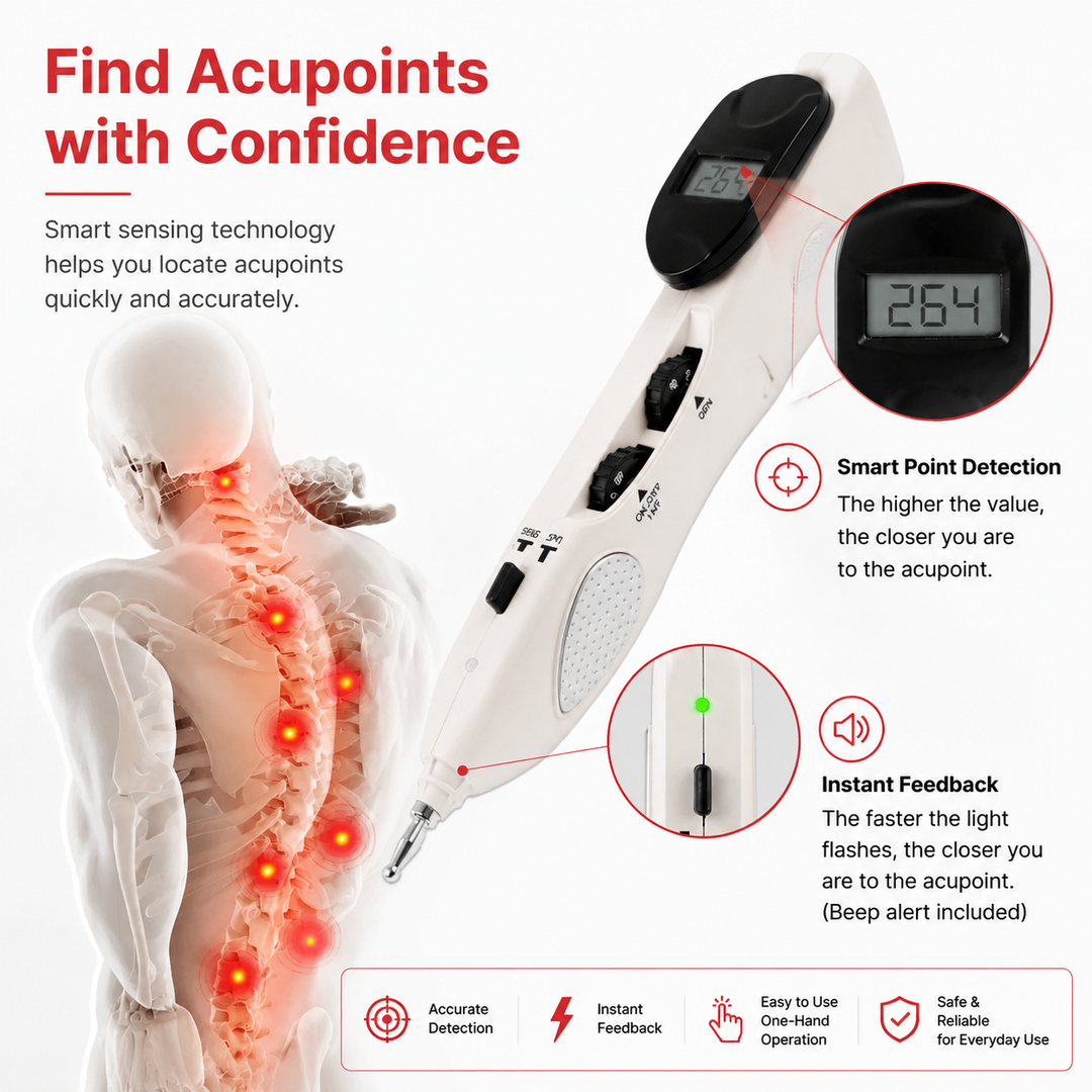 Premium Electric Acupuncture Pen Needle Free Meridian Therapy Pain Relief Device LCD Display 10 Intensity Levels Rechargeable Acupressure Massager with 3 Tips