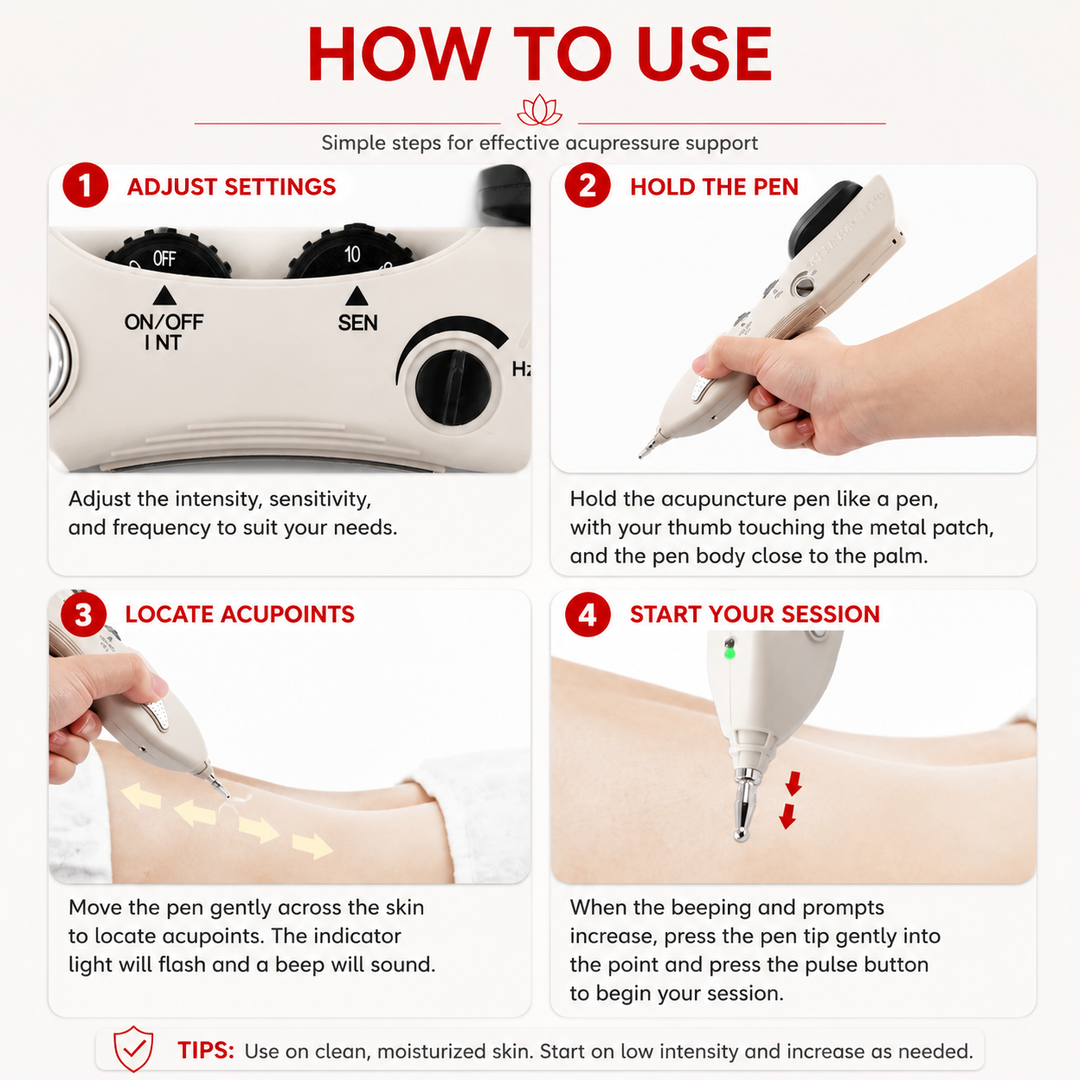 Premium Electric Acupuncture Pen Needle Free Meridian Therapy Pain Relief Device LCD Display 10 Intensity Levels Rechargeable Acupressure Massager with 3 Tips