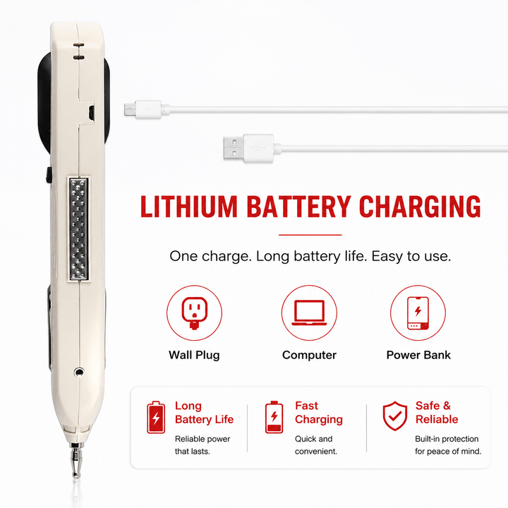 Premium Electric Acupuncture Pen Needle Free Meridian Therapy Pain Relief Device LCD Display 10 Intensity Levels Rechargeable Acupressure Massager with 3 Tips
