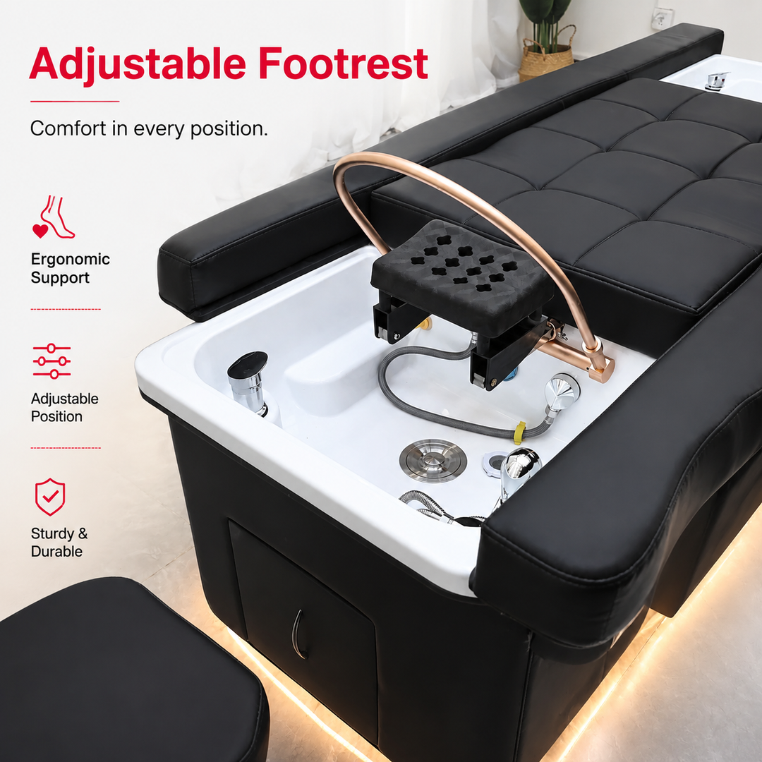 Premium Electric Adjustable Shampoo Bed Salon SPA Massage Table Hair Washing Basin Foot Bath Electric Lift Professional Salon Furniture