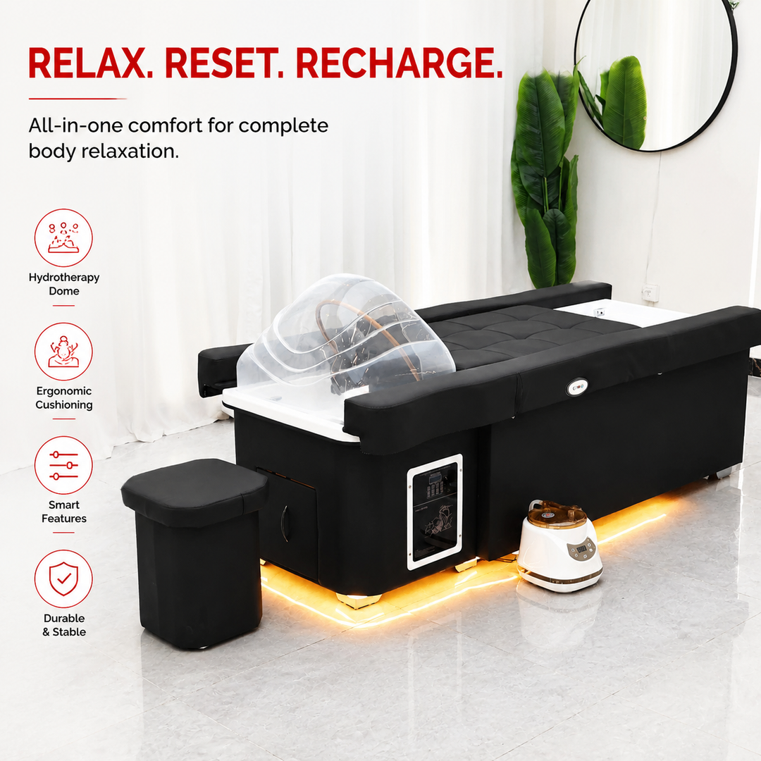 Premium Electric Adjustable Shampoo Bed Salon SPA Massage Table Hair Washing Basin Foot Bath Electric Lift Professional Salon Furniture