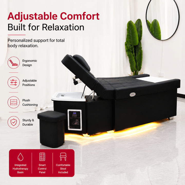 Premium Electric Adjustable Shampoo Bed Salon SPA Massage Table Hair Washing Basin Foot Bath Electric Lift Professional Salon Furniture
