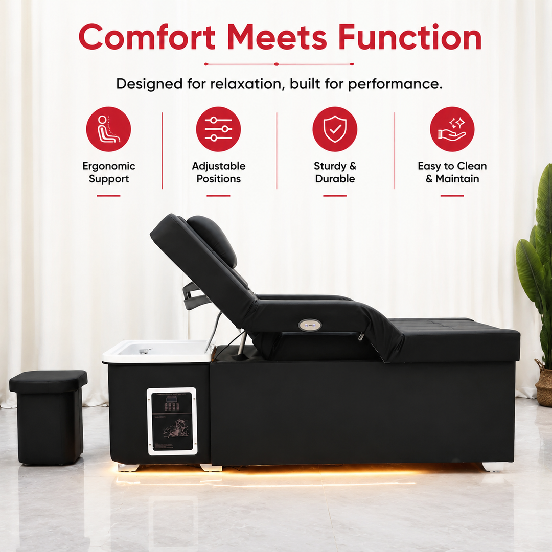 Premium Electric Adjustable Shampoo Bed Salon SPA Massage Table Hair Washing Basin Foot Bath Electric Lift Professional Salon Furniture