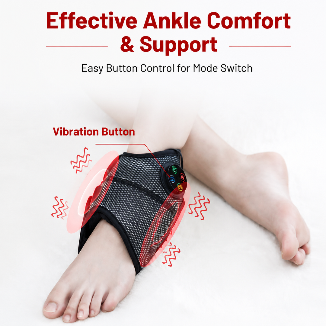 Premium Electric Ankle Foot Massager Air Compression Stimulation Adjustable Intensity USB Rechargeable Portable Foot Ankle Relaxation Device