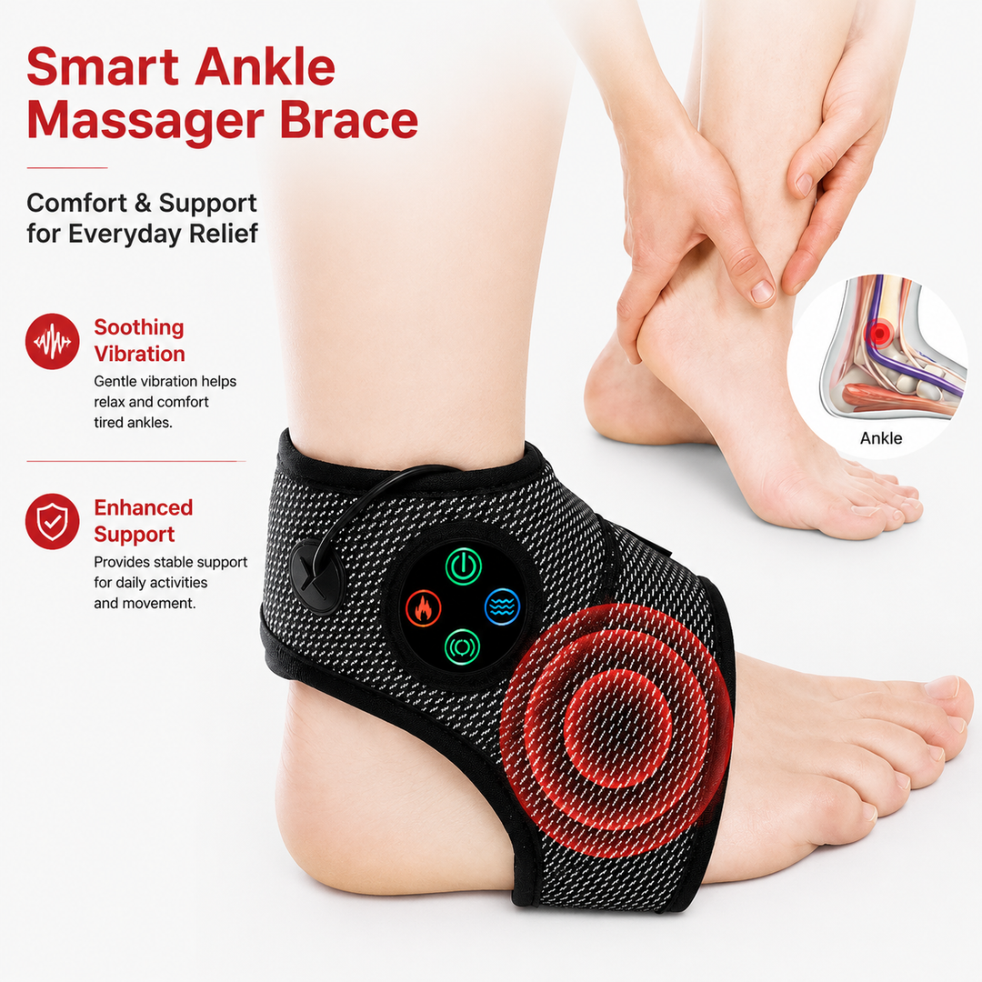 Premium Electric Ankle Foot Massager Air Compression Stimulation Adjustable Intensity USB Rechargeable Portable Foot Ankle Relaxation Device