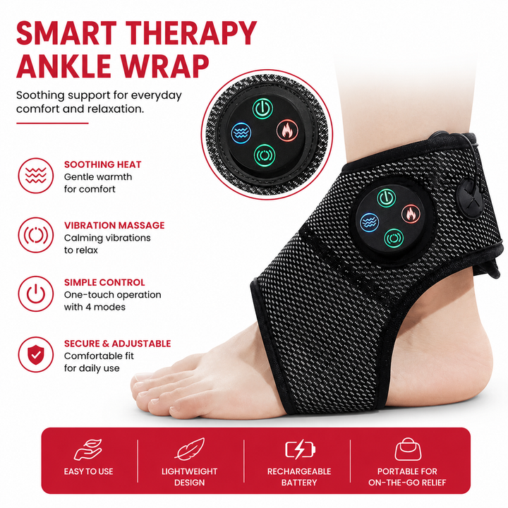 Premium Electric Ankle Foot Massager Air Compression Stimulation Adjustable Intensity USB Rechargeable Portable Foot Ankle Relaxation Device