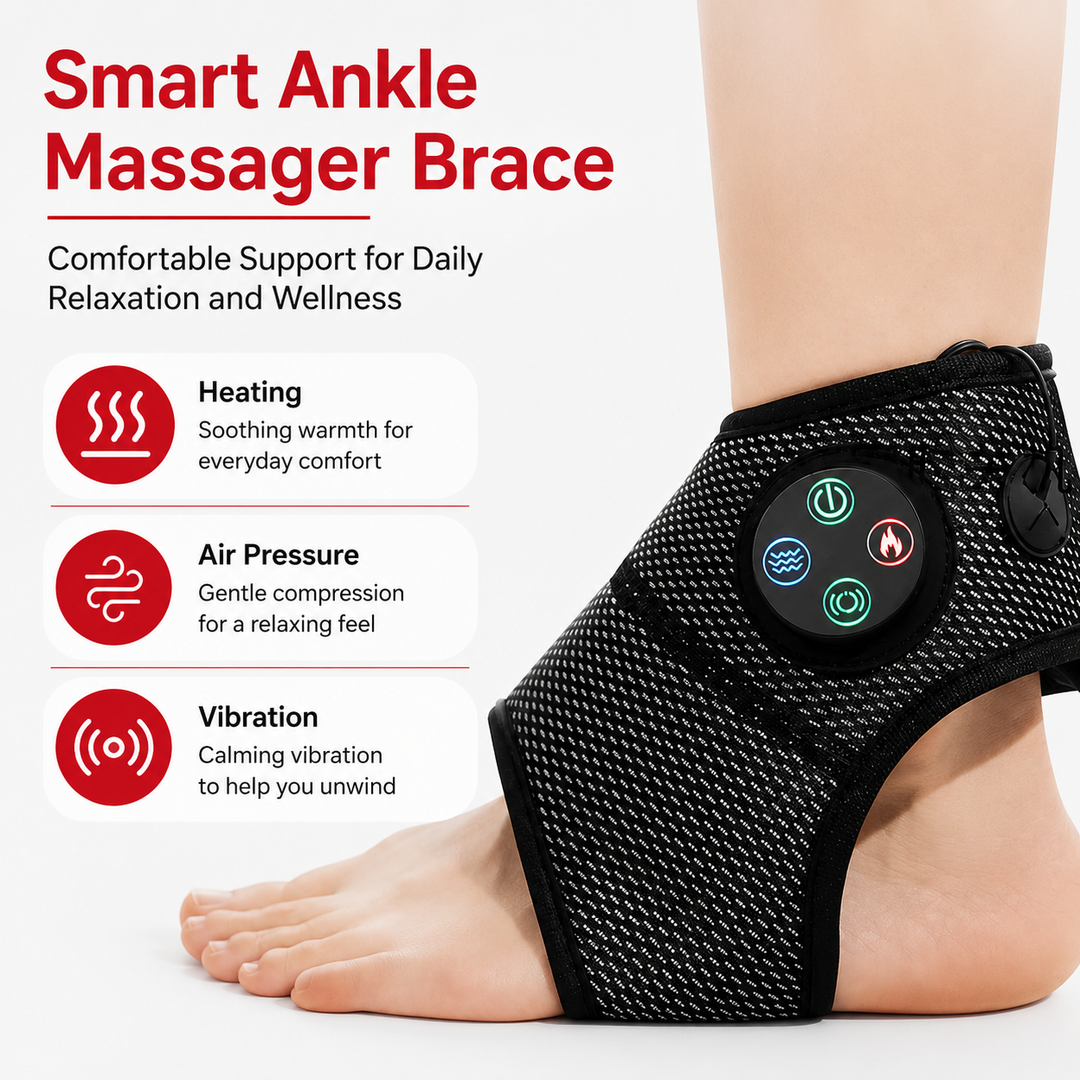 Premium Electric Ankle Foot Massager Air Compression Stimulation Adjustable Intensity USB Rechargeable Portable Foot Ankle Relaxation Device