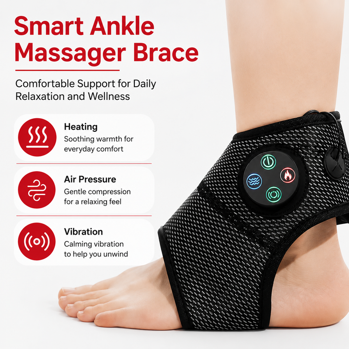 Premium Electric Ankle Foot Massager Air Compression Stimulation Adjustable Intensity USB Rechargeable Portable Foot Ankle Relaxation Device