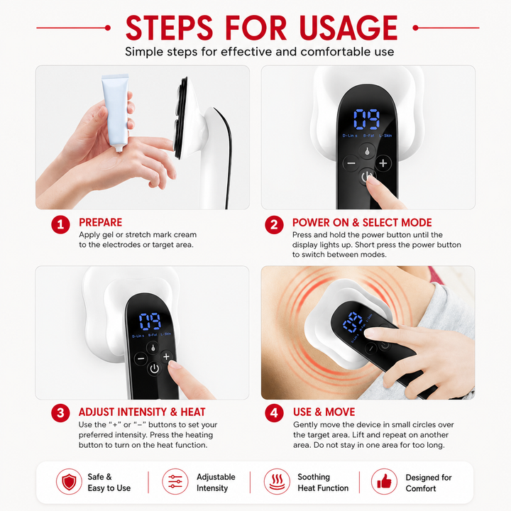 Premium Electric Body Massage Device Rechargeable Handheld Massager Heat Function Adjustable Intensity Cordless Portable Relaxation Tool