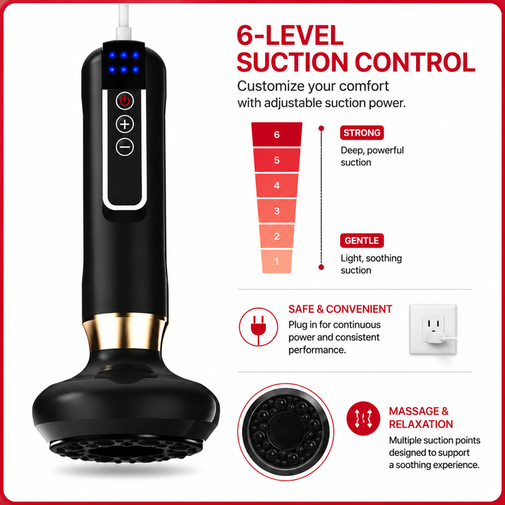 Premium Electric Cupping Massager 12 Level Vacuum Suction Infrared Heating Gua Sha Scraping Body Massage Therapy Device Anti Cellulite Slimming Relaxation Tool