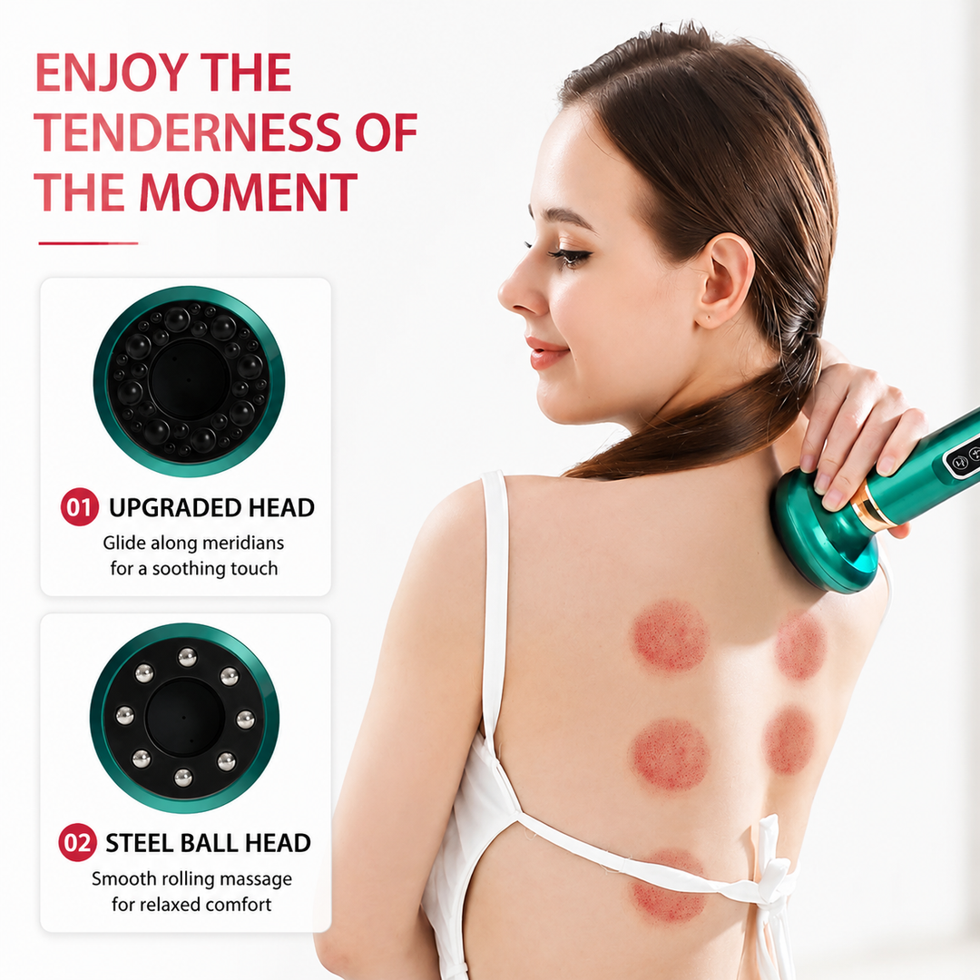 Premium Electric Cupping Massager Vacuum Suction Device Gua Sha Tool Infrared Heat 12 Levels Rechargeable Body Massager for Home Gym Daily Use