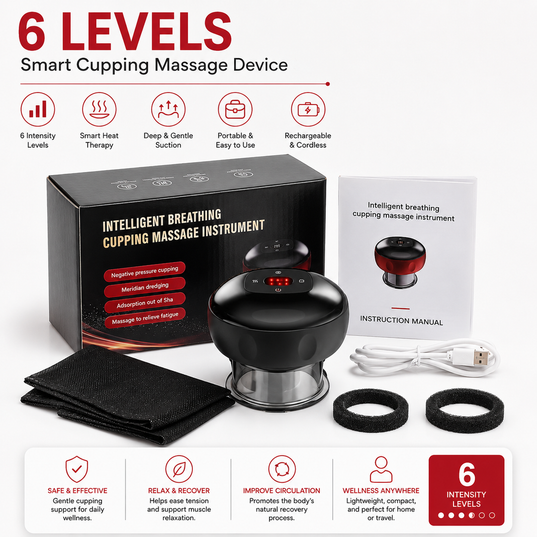 Premium Electric Cupping Massager Vacuum Suction Device Gua Sha Tool Red Light Heat 12 Levels Rechargeable Portable Body Massager Home Therapy Device