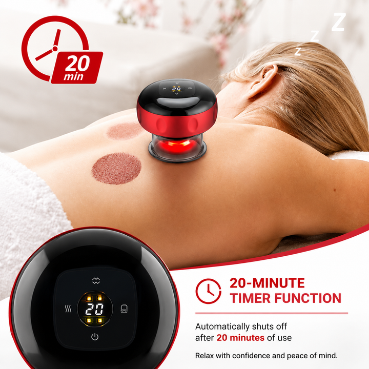 Premium Electric Cupping Massager Vacuum Suction Device Gua Sha Tool Red Light Heat 12 Levels Rechargeable Portable Body Massager Home Therapy Device