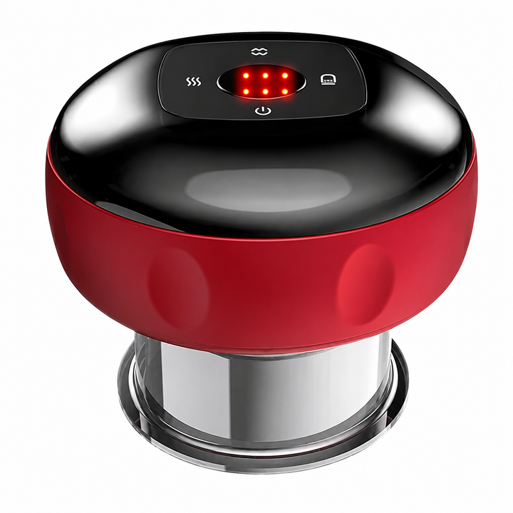 Premium Electric Cupping Massager Vacuum Suction Device Gua Sha Tool Red Light Heat 12 Levels Rechargeable Portable Body Massager Home Therapy Device