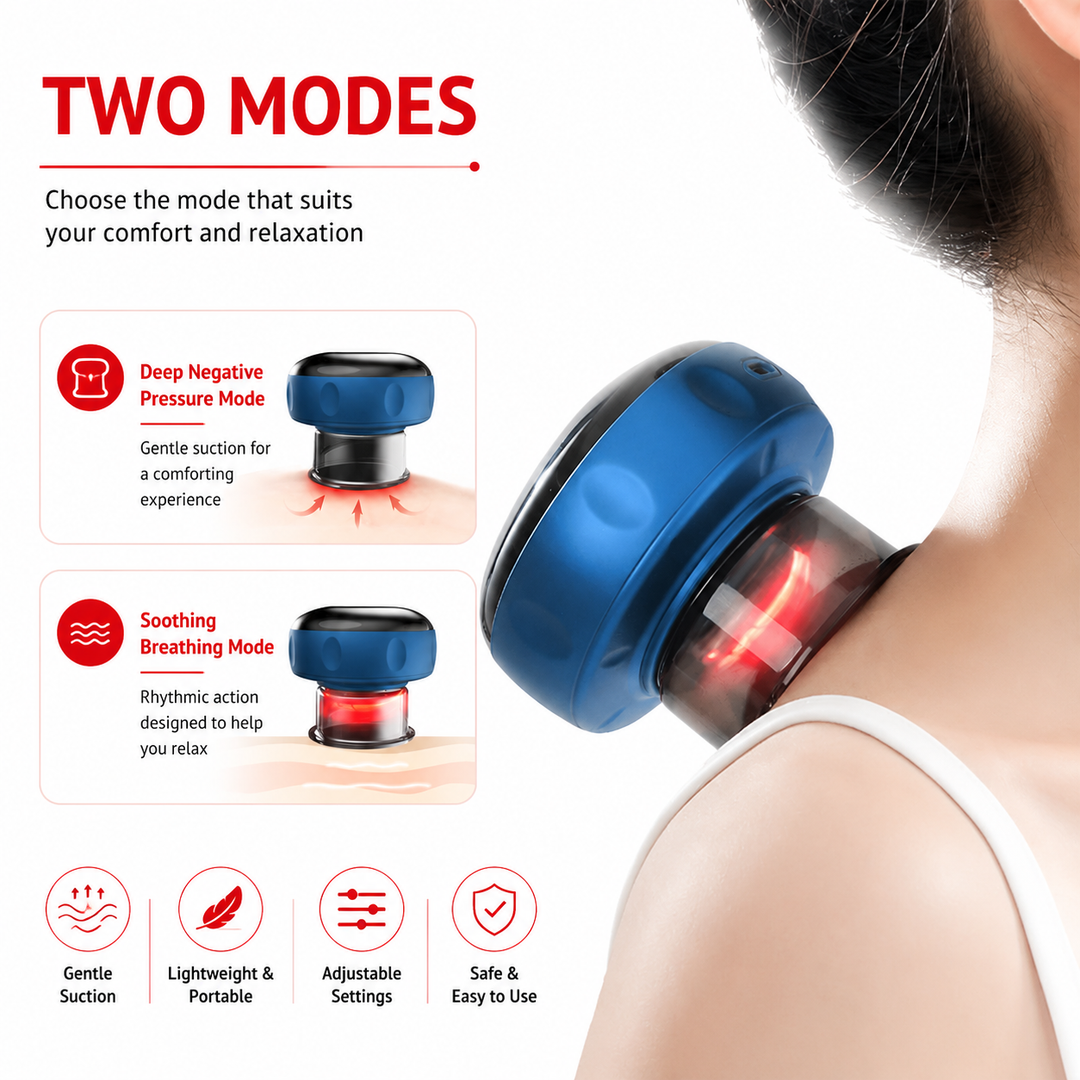 Premium Electric Cupping Massager Vacuum Suction Device Gua Sha Tool Red Light Heat 12 Levels Rechargeable Portable Body Massager Home Therapy Device