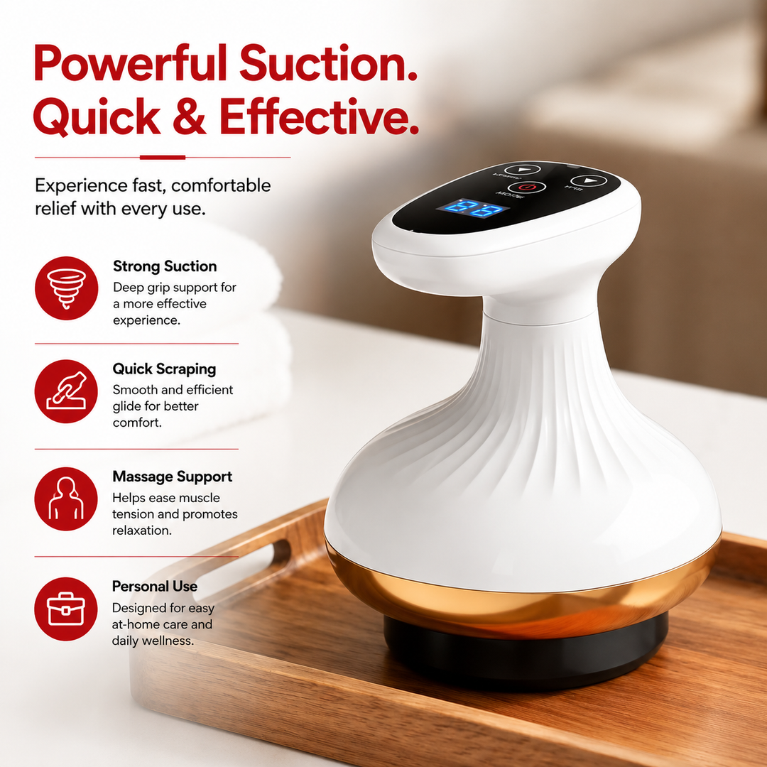 Premium Electric Cupping Massager with Heat Heated Suction Scraping Massage Device for Muscle Tension Relief Portable Wellness Recovery Tool