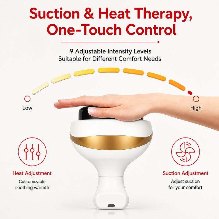 Premium Electric Cupping Massager with Heat Heated Suction Scraping Massage Device for Muscle Tension Relief Portable Wellness Recovery Tool