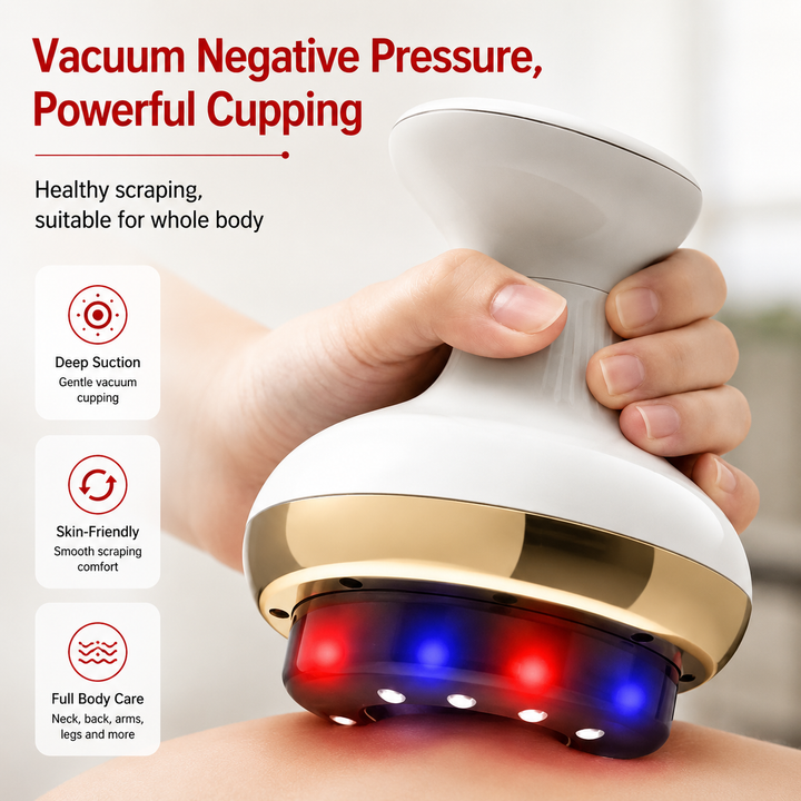 Premium Electric Cupping Massager with Heat Heated Suction Scraping Massage Device for Muscle Tension Relief Portable Wellness Recovery Tool