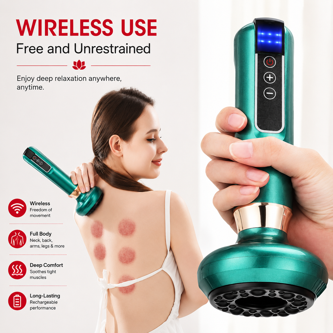 Premium Electric Cupping Therapy Device Suction Massage Machine Infrared Heat 12 Level Muscle Recovery Scraping Massager Wireless Rechargeable Portable